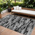 10' X 14' Gray And Black Striped Washable Indoor Outdoor Area Rug