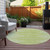 8' Artichoke Green And Ivory Round Abstract Washable Indoor Outdoor Area Rug