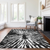 9' X 12' Black Charcoal And Ivory Abstract Washable Indoor Outdoor Area Rug