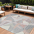 8' X 10' Blush Ivory And Gray Geometric Washable Indoor Outdoor Area Rug
