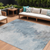 9' X 12' Sky Blue Gray And Ivory Abstract Washable Indoor Outdoor Area Rug