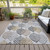 10' X 14' Silver Gray And Gold Floral Washable Indoor Outdoor Area Rug