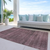 8' X 10' Merlot And Gray Striped Washable Indoor Outdoor Area Rug