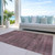 8' X 10' Merlot And Gray Striped Washable Indoor Outdoor Area Rug