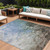 9' X 12' Denim Blue Taupe And Ivory Abstract Washable Indoor Outdoor Area Rug