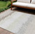 8' X 10' Ivory Beige And Taupe Striped Washable Indoor Outdoor Area Rug