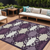 9' X 12' Eggplant And Ivory Trellis Washable Indoor Outdoor Area Rug