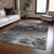 8' X 10' Gray Charcoal And Silver Abstract Washable Indoor Outdoor Area Rug