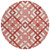 8' Red And Ivory Round Geometric Washable Indoor Outdoor Area Rug