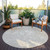 8' Ivory And Off White Round Abstract Washable Indoor Outdoor Area Rug
