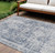 10' X 14' Navy Blue Oriental Washable Indoor Outdoor Area Rug