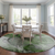8' Round Olive Green Round Abstract Washable Non Skid Indoor Outdoor Area Rug