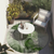 8' Round Olive Green Round Abstract Washable Non Skid Indoor Outdoor Area Rug