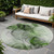 8' Round Olive Green Round Abstract Washable Non Skid Indoor Outdoor Area Rug