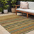 10' X 14' Coral Gold And Green Striped Washable Indoor Outdoor Area Rug