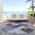 8' Eggplant Black And Lavender Round Geometric Washable Indoor Outdoor Area Rug