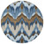 8' Denim Blue And Sky Blue Round Ikat Washable Indoor Outdoor Area Rug