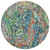 8' Orange And Teal Blue Round Abstract Washable Indoor Outdoor Area Rug