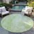 8' Green And Ivory Round Abstract Washable Indoor Outdoor Area Rug Transitional Style - Green, Ivory Color