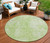 8' Green And Ivory Round Abstract Washable Indoor Outdoor Area Rug Transitional Style - Green, Ivory Color