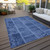 10' X 14' Navy Blue And Denim Blue Patchwork Washable Indoor Outdoor Area Rug