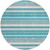 8' Teal Blue Gray And Ivory Round Striped Washable Indoor Outdoor Area Rug