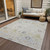 10' X 14' Silver Gray And Gold Oriental Washable Indoor Outdoor Area Rug