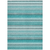 9' X 12' Teal Striped Washable Non Skid Indoor Outdoor Area Rug