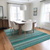 9' X 12' Teal Striped Washable Non Skid Indoor Outdoor Area Rug