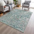 8' X 10' Pale Aqua And Copper Floral Medallion Washable Indoor Outdoor Area Rug