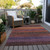 9' X 12' Orange Copper And Purple Striped Washable Indoor Outdoor Area Rug