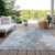 8' X 10' Sky Blue Gray And Ivory Abstract Washable Indoor Outdoor Area Rug