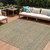 10' X 14' Beige And Taupe Striped Washable Indoor Outdoor Area Rug