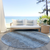 8' Blue Black And Gray Round Striped Washable Indoor Outdoor Area Rug
