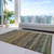 8' X 10' Brown And Gray Striped Washable Indoor Outdoor Area Rug