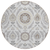 8' Silver Gray And Taupe Round Floral Washable Indoor Outdoor Area Rug