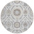 8' Silver Gray And Taupe Round Floral Washable Indoor Outdoor Area Rug