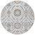8' Silver Gray And Taupe Round Floral Washable Indoor Outdoor Area Rug