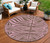 8' Brown And Pink Round Animal Print Washable Indoor Outdoor Area Rug