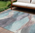 10' X 14' Teal Blue And Plum Abstract Washable Indoor Outdoor Area Rug - Teal Blue, Plum