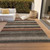 9' X 12' Rust And Taupe Striped Washable Indoor Outdoor Area Rug