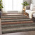9' X 12' Rust And Taupe Striped Washable Indoor Outdoor Area Rug