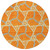 8' Orange And Blue Round Geometric Washable Indoor Outdoor Area Rug - Orange, Blue