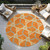 8' Orange And Blue Round Geometric Washable Indoor Outdoor Area Rug - 880016401943
