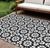 10' X 14' Black Gray And Silver Floral Medallion Washable Indoor Outdoor Area Rug