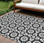 10' X 14' Black Gray And Silver Floral Medallion Washable Indoor Outdoor Area Rug
