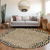 8' Gold Round Animal Print Washable Indoor Outdoor Area Rug