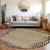 8' Gold Round Animal Print Washable Indoor Outdoor Area Rug