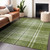 8' X 10' Green Black And Ivory Plaid Washable Indoor Outdoor Area Rug