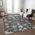 8' X 10' Charcoal Gray And Beige Floral Washable Indoor Outdoor Area Rug